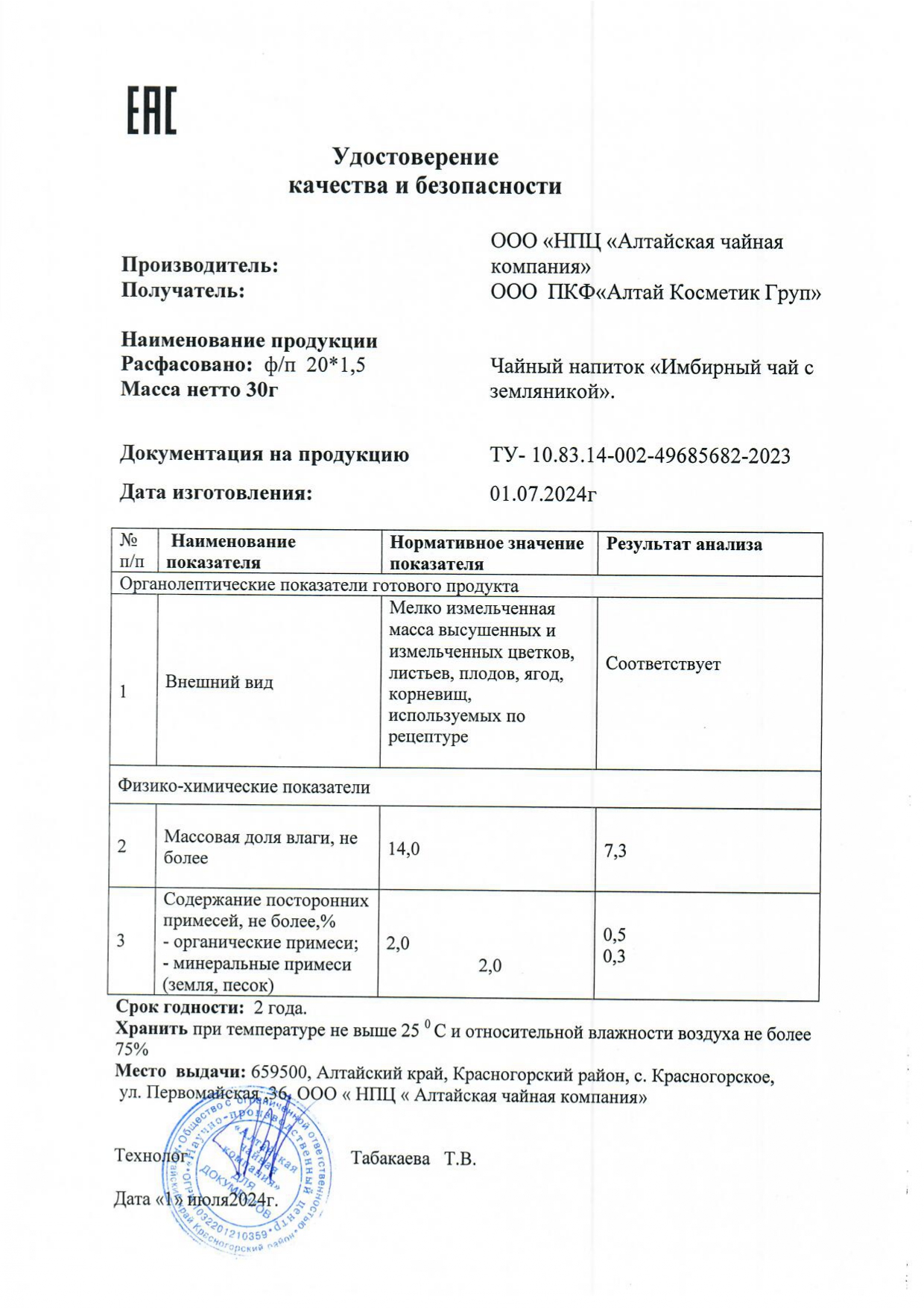 Паспорт №072024